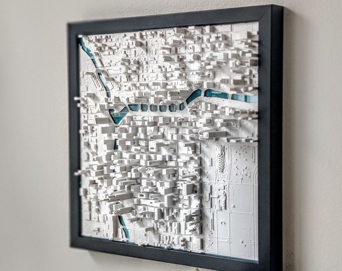 Chicago IL | 3D City Wall Art | 13"x13" | 3D City Wall Art | Chicago Housewarming Gift For People From Chicago Illinois | Bear | Cub