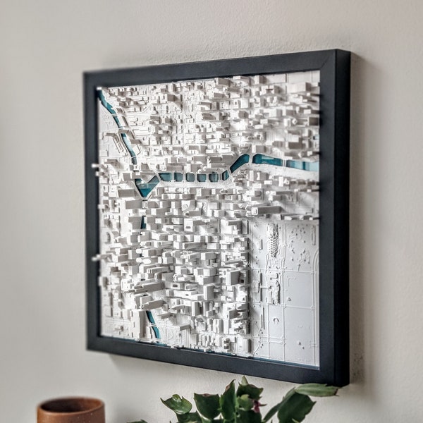 Chicago IL | 3D City Wall Art | 13"x13" | 3D City Wall Art | Chicago Housewarming Gift For People From Chicago Illinois | Bear | Cub