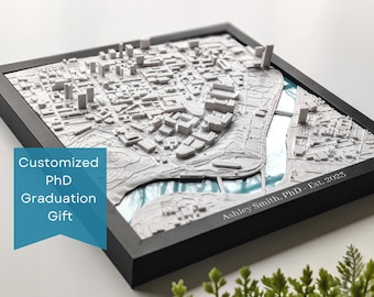 PhD Graduation Gift | 3D University Campus Map | Personalized Doctorate Grad Gift | Custom Any University | PHD Gift for Her and Him | 2024