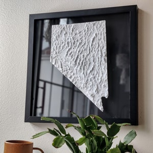 Nevada 3D Topographic Map | 3D State Nevada Wall Art | 3D Print Relief State Map | Office Wall Art for Nevada Residents | State Map