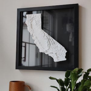 California 3D Topographic Map | 3D State Map of California Wall Art | 3D Printed Relief State Map | Office Wall Art for California Residents