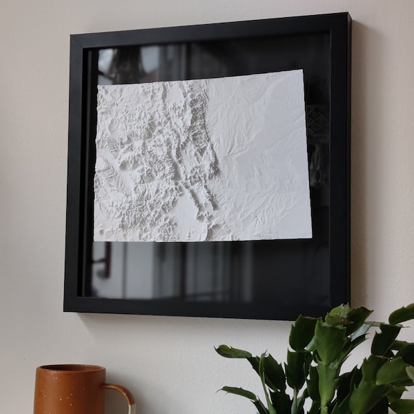 Colorado 3D Topographic Map | 3D State Map of Colorado Wall Art | 3D Printed Relief State Map | Office Wall Art for Colorado Residents | CO