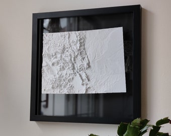 Colorado 3D Topographic Map | 3D State Map of Colorado Wall Art | 3D Printed Relief State Map | Office Wall Art for Colorado Residents | CO