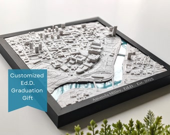 EdD Graduation Gift | 3D University Campus Map | Personalized Doctor of Education Grad Gift | Education Gift for Her and Him | 2024