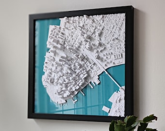 Manhattan NYC 3D City Map | Lower Manhattan 3D Street Map | New York Skyline Decor | 3D City Wall Art for People from Manhattan | Big Apple