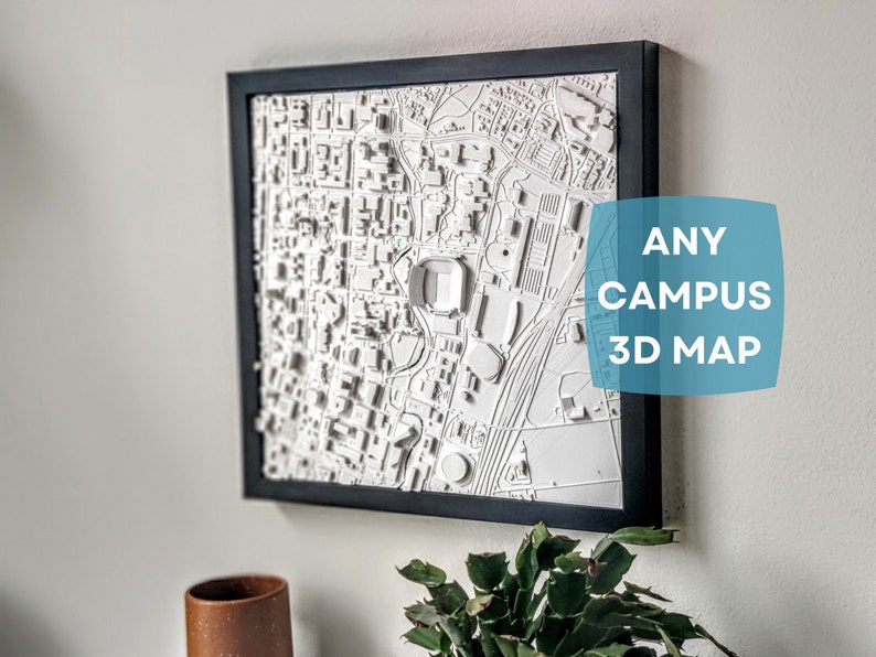 Custom 3D College Graduation Gift 3D Campus Map of Any College or University Wall Art For Graduates, Students, Alumni Class of 2024 image 1