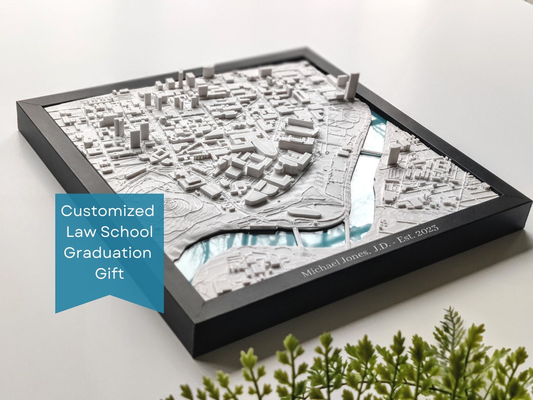 Law School Graduation Gift 3D University Campus Map Personalized Law