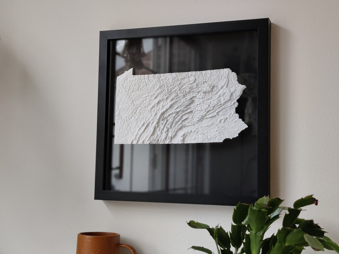 Pennsylvania 3D Topographic Map 3D State Map of Pawall Art 3D Printed