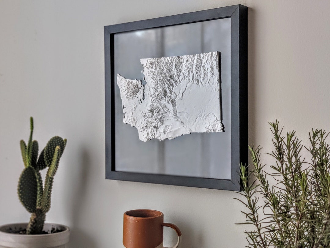 Washington 3D Topographic Map | 3D State Map of Washington Wall Art ...