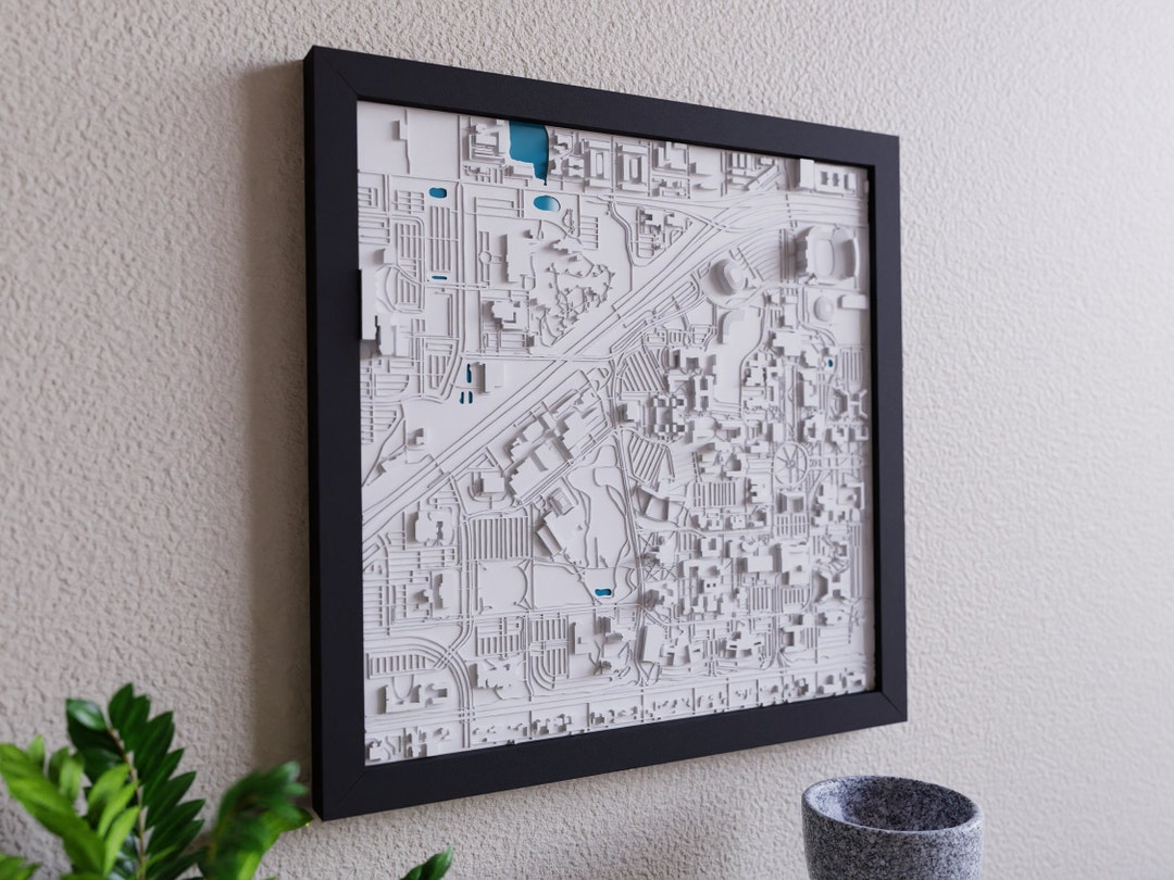 Tech School in Lubbock, Texas 3D College Campus Map Personalized ...
