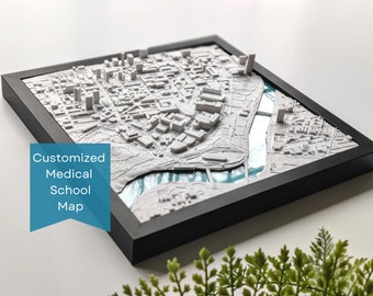 Medical School Custom 3D Map | Med Student Graduation Gift | Personalized Doctor Grad Gift | Custom University | Gift for Med School | 2023