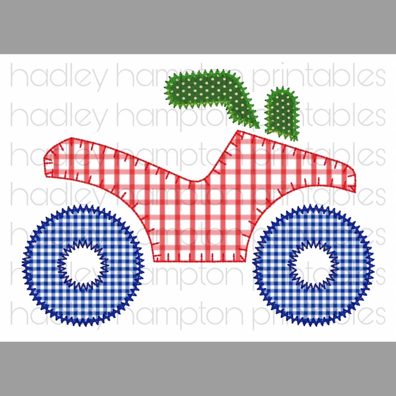 Atv four wheeler gingham applique jessecmault stitch look png  etsy