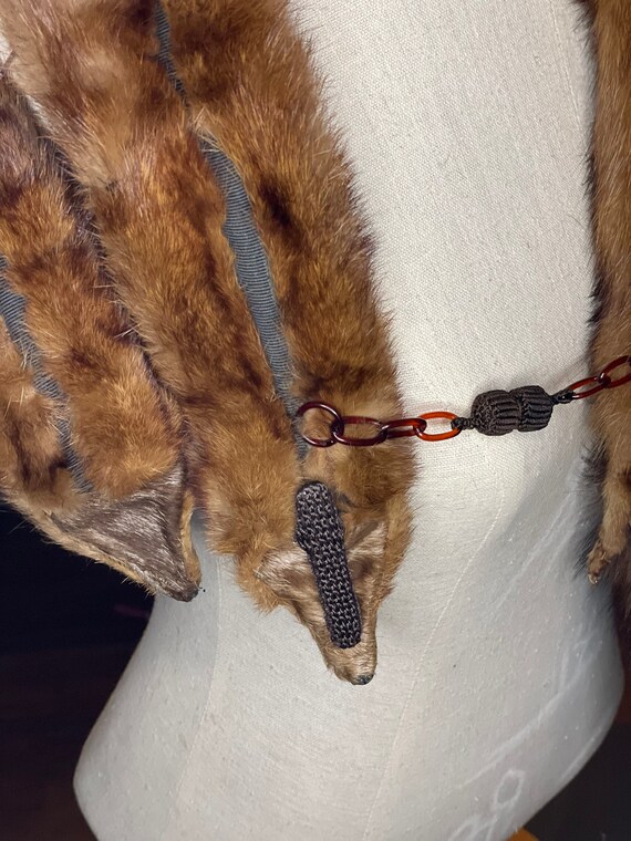 Mink Stole Beautiful Mahogany Golden Reds Vintage… - image 8