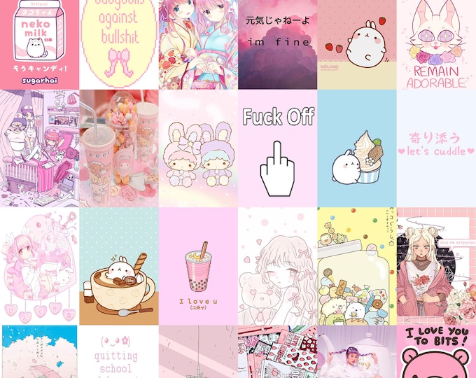 Kawaii Photo Collage Cute Pink Pic Collage 36 Actual Prints - Etsy