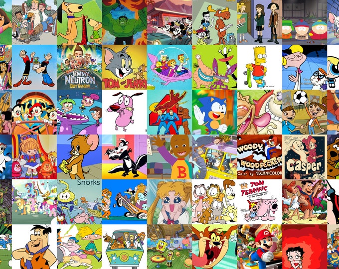 Retro Cartoon Photo Collage Old Cartoon Wall Collage 54 Photos Retro
