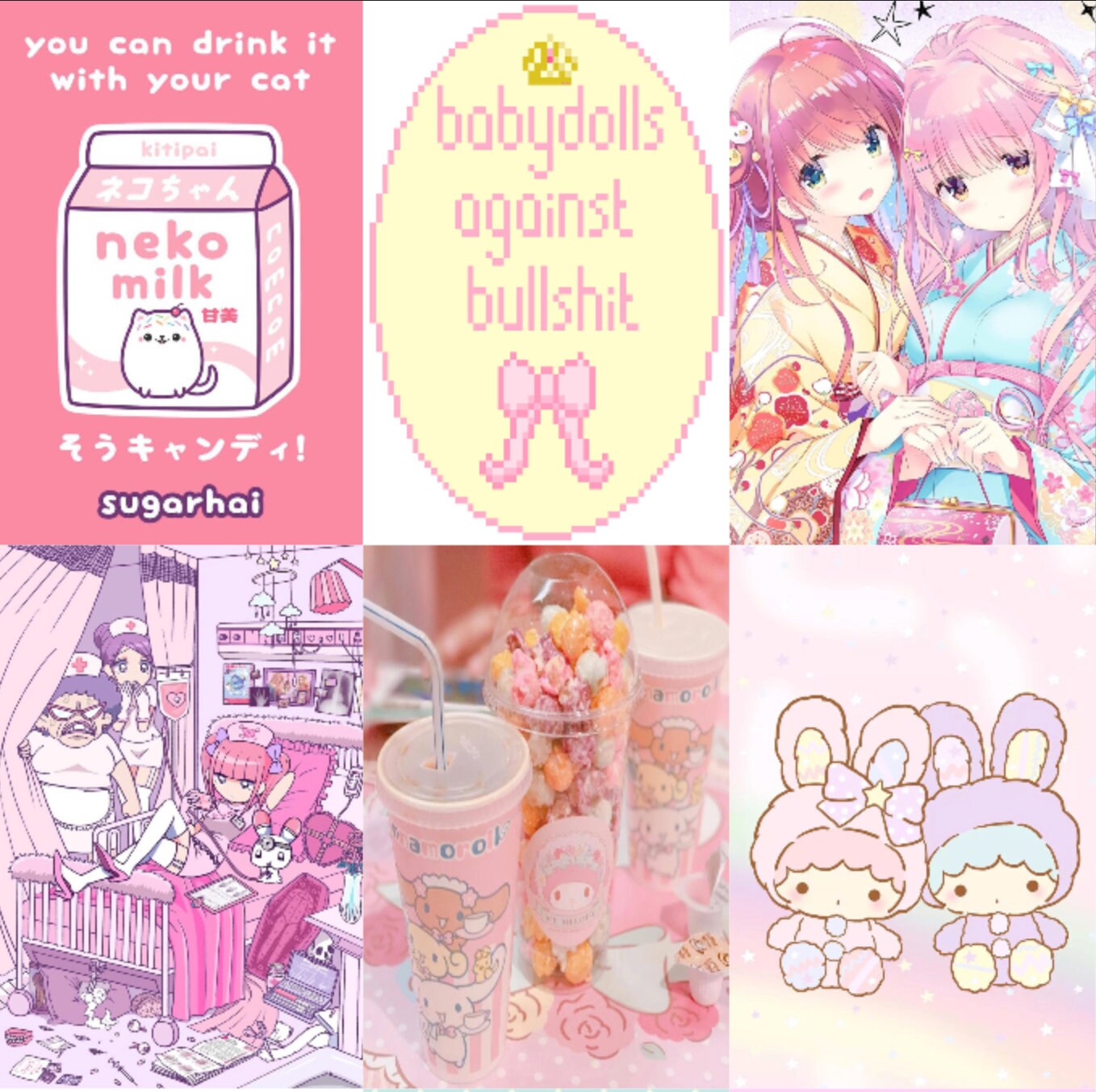 Kawaii Photo Collage Cute Pink Pic Collage 36 Actual Prints Etsy