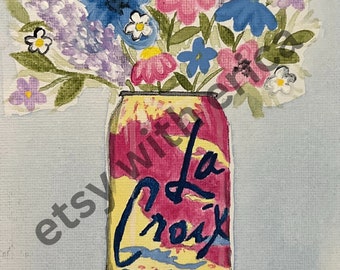Acquerello scaricabile La Croix può con stampa di fiori / Stampa artistica