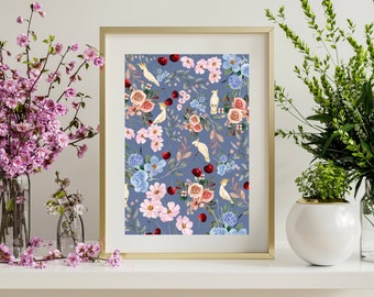 Eclectische bloemenmuurkunst | Digitale download | afdrukken | Downloadbaar | Afdrukbaar | Cadeau voor haar | Slaapkamer en woonkamer