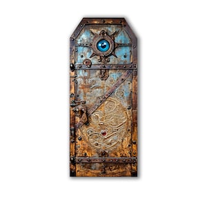 Faux Miniature Steampunk Door/Printed Door/Door Mounted on Chipboard/Diorama Doors/Room Box Doors