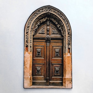 Miniature Paper Door Reproduction, Faux Heavy Carved Door on Chipboard, Doors for Doll and Fairy Houses, Diorama Doors