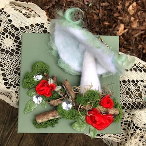 Needle Felted Fairy Mushroom/Mushroom 3D Picture/Wall Art/Fiber Wall Art/ Shipping Included