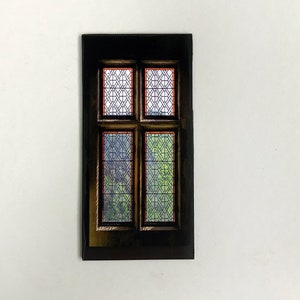 Faux Doll and Fairy House Window, Window Printed on Paper and mounted on Chip Board, Old Miniature Castle Window