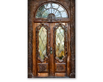 Miniature Faux Wood and Glass Door/Printed Door/Chipboard Doors/Diorama Doors/Fairy House Doors/Room Box Doors/Miniatures
