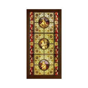 Miniature Faux Stained Glass Window Printed and Mounted on Chip Board, Miniature Diorama, Doll and Fairy House Window