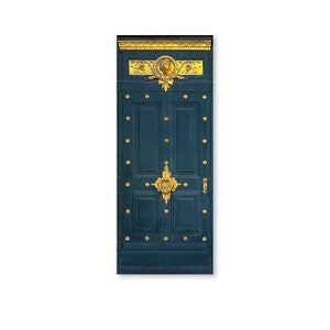 Miniature Ornate Paper Door/French Gold and Green Door/Door Printed on Paper and Mounted on Chipboard
