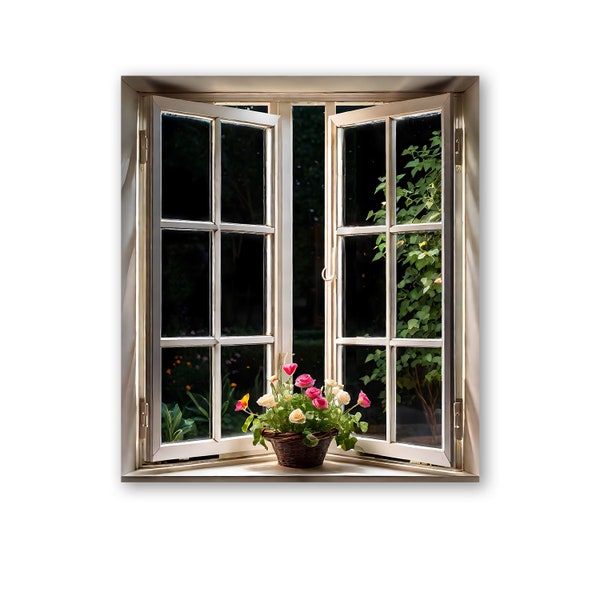 Faux Miniature Windows/Printed Windows/Chipboard Windows/Night Window/Diorama Windows/Room Box Windows/Book Nooks