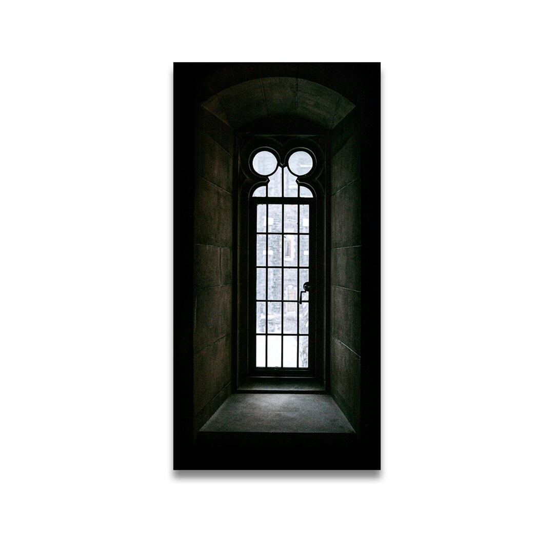 Faux Castle Window Reproduction on Paper, Paper Window Mounted on Chip ...