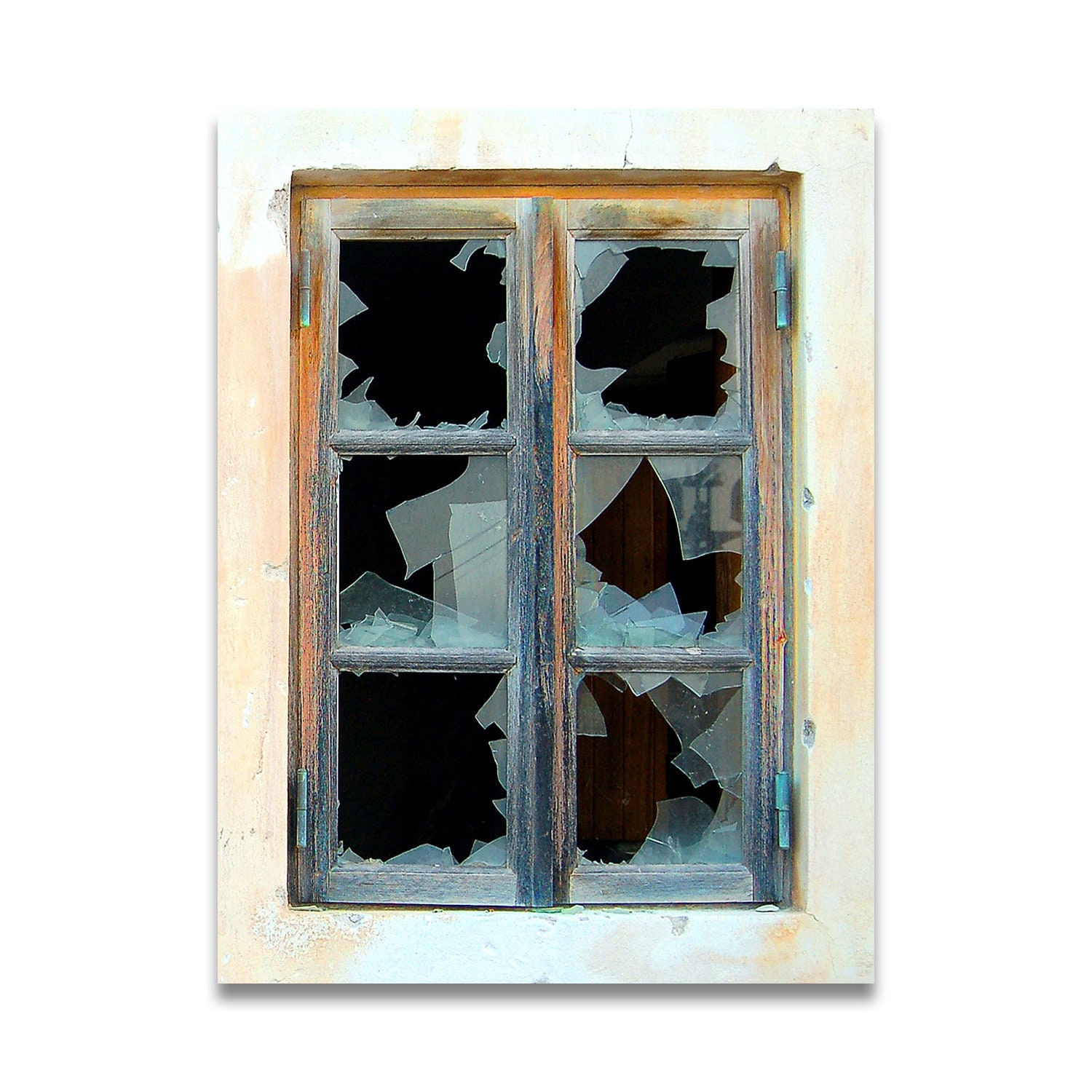 Miniature Faux Broken Glass Window, Paper Window Mounted on Chip Board ...