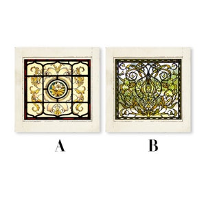 Faux Miniature Stained Glass Windows/Windows Printed on Paper and Mounted on Chip Board/Doll House Windows/Diorama Windows