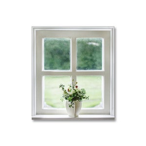 Faux Miniature White Window, Paper Window Mounted on Chip Board for Doll and Fairy Houses, Diorama and Room Box Windows