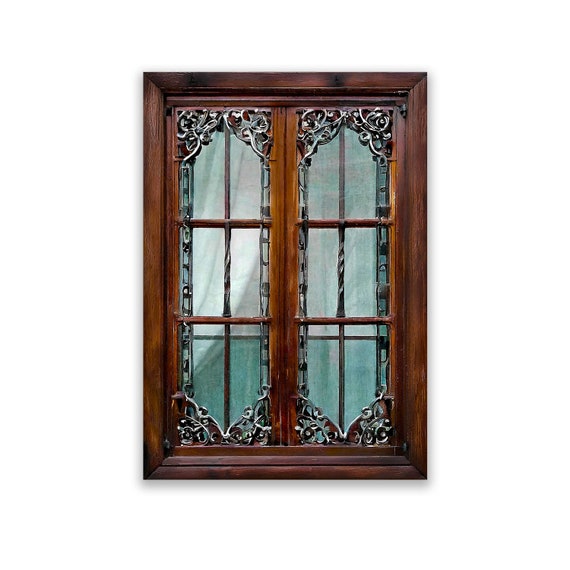 Ornate Miniature Windows/Printed on Paper/Chipboard Windows/Window with  Iron Work