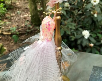 Fairy Dress/miniature Pink Butterfly Doll House Dress/fairy House Dcor/ fairy Gifts/miniatures - Etsy