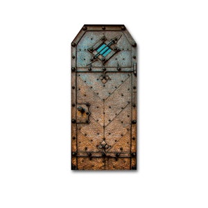 Miniature Faux Iron Steampunk Door/Door Printed on Paper and Mounted on Chip Board/Diorama and Room Box Doors