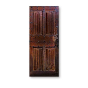 Miniature Faux Wood Door with Iron Nails/Door Printed on Photo Paper and Mounted on Chip Board/Doll House Doors/Diorama and Room Box Décor