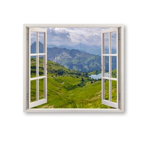Faux Mountain View Miniature Windows/Window Printed on Paper and Mounted on Chip Board/Diorama Windows/Doll House Windows