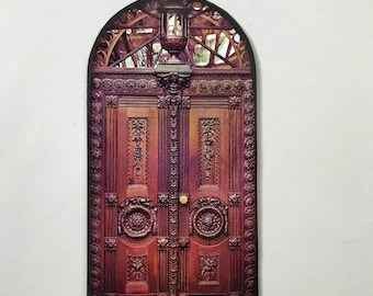 Miniature Carved Faux Wood Look Door/Paper Door Mounted on Chip Board  for Doll and Fairy Houses Room Boxes and Dioramas