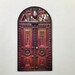 Miniature Carved Faux Wood Look Door for Doll and Fairy Houses Room Boxes and Dioramas, Paper Door Mounted on Chip Board 