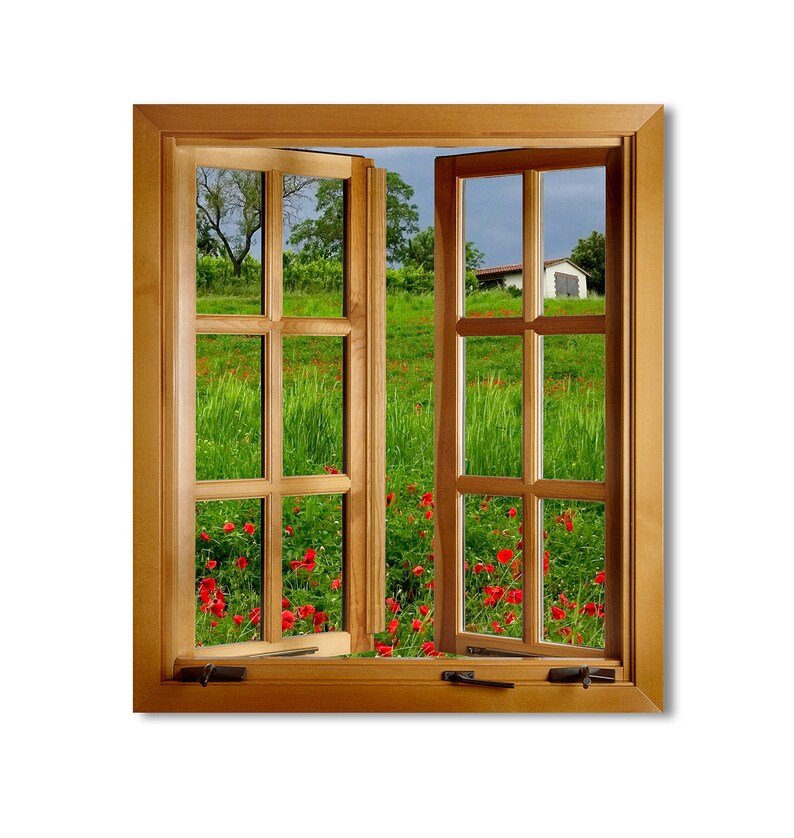 Paper Window Large Faux Miniature Window Reproduction on Paper, Paper Window Mounted on ...