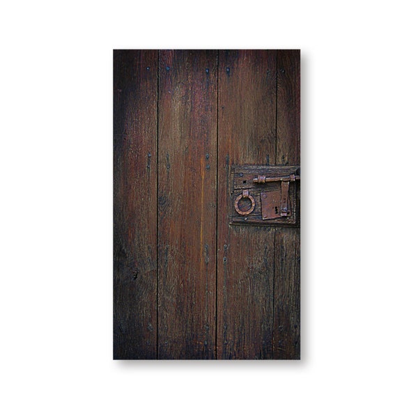 Miniature Faux Rustic Wood Look Door with Iron Hardware/Door Printed on Photo Paper and Mounted on Chip Board/Doll House Decoration/Dioramas