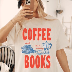 Coffee and Books Comfort Colors® Shirt: Distressed Bookworm Tee