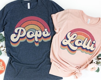 Retro Rainbow Pregnancy Announcement T-Shirt – New Grandparents Gift