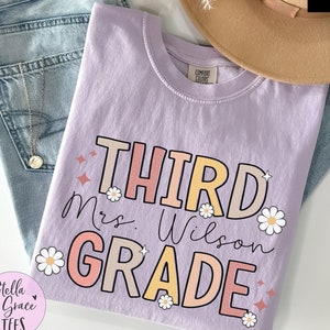 Custom Third Grade Teacher Shirt, Comfort Colors® Tshirt, Customized 3rd Grade Team Tshirt, Personalized 3rd Grade Teacher Shirt, Retro Tee