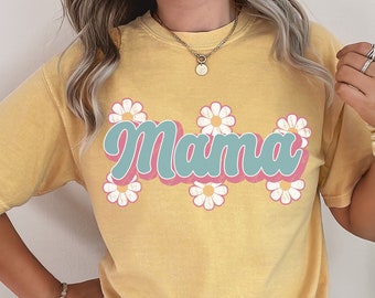 T-shirt maman marguerite : t-shirt maman fleuri rétro