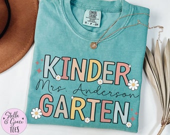 Custom Kindergarten Teacher Shirt, Comfort Colors® Tshirt, Customized Kindergarten TShirt, Elementary School Shirt, Trendy Teacher Tshirts