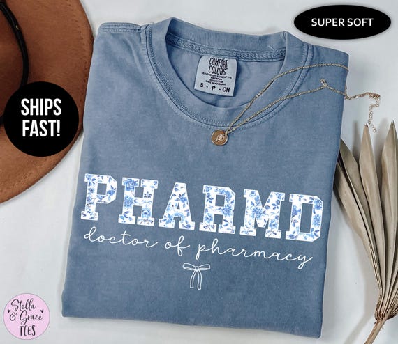 PharmD Comfort Colors® Shirt: Blue Toile Pharmacist Tee