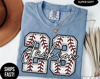 Custom Baseball Jersey Number Comfort Colors® Shirt: Personalized Team Tee